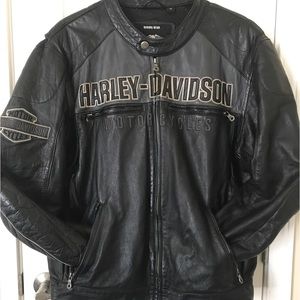 Men’s Harley Davidson Horizon triple vented black leather riding gear jacket XL